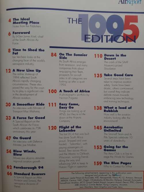 Air Report 1995: South Africa`s Aerospace Yearbook - Editorial: Linden Birns