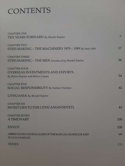 From Steelmaking to Shtetl - Compiled and Edited by Mendel Kaplan and Marian Robertson