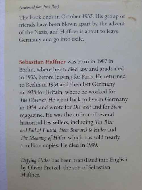 Defying Hitler ~ A Memoir - Author: Sebastian Haffner