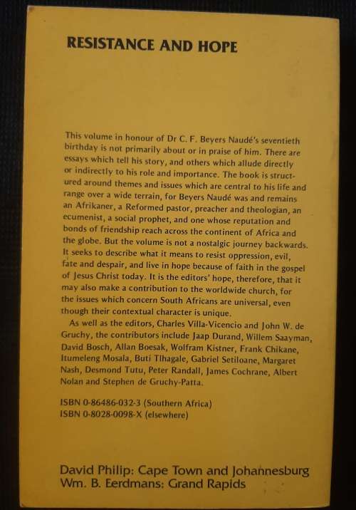 Resistance & Hope Edited: Charles Villa_Vicencio & John W. De Gruchy