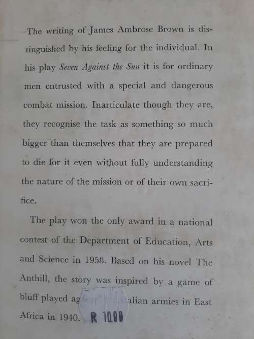 7 Against the Sun: A play in two acts  - Author: James Ambrose Brown