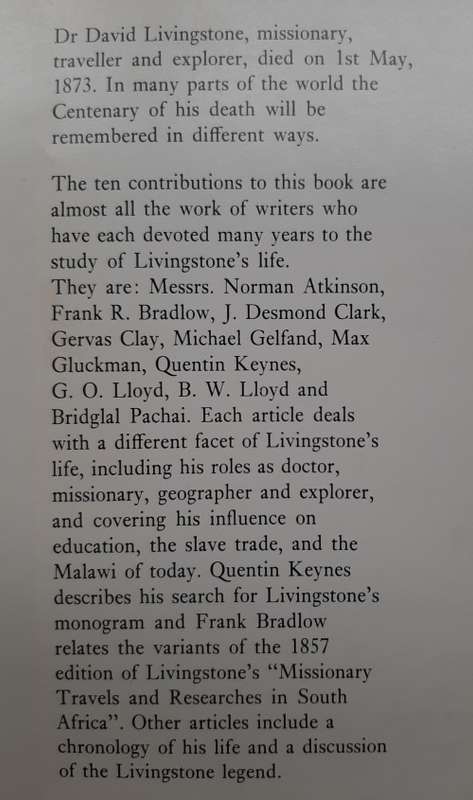 Livingstone 1873-1973 - Edited: B.W. Lloyd
