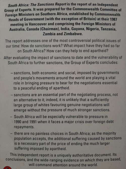 South Africa: The Sanctions Report - Foreword by Shridath Ramphal