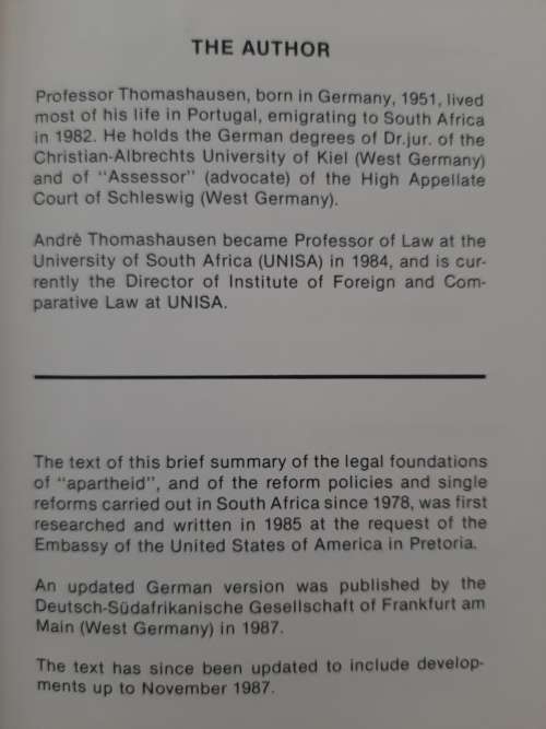 The Dismantling of Apartheid - Author: André E.A.M. Thomashausen