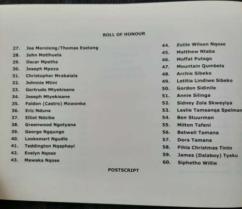 Archie Sibeko`s with Joyce Leeson Roll of Honour: Western Cape ANC Comrades 1953-1963