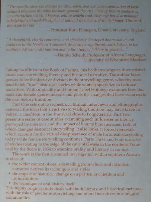Social History of Africa ~`We Spend Our Years as a Tale that is Told` - Author: Isabel Hofmeyr