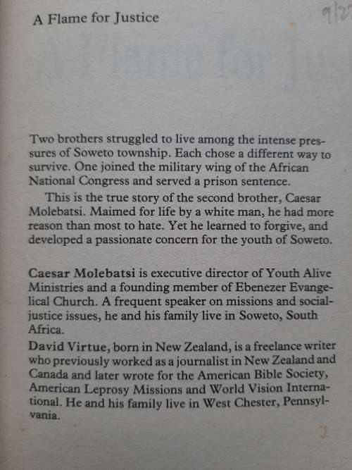 A Flame for Justice - Author: Caesar Molebatsi with David Virtue