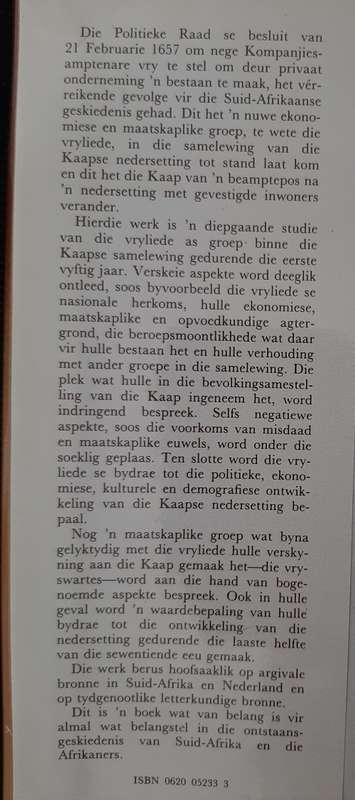 Die Vryliede & Vryswartes in die Kaapse Nedersetting 1657-1707 - Author: G.C. De Wet