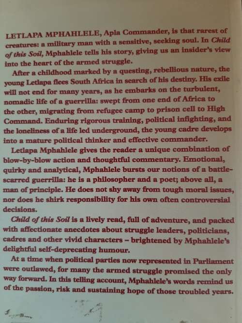 Child of this Soil: My Life as a Freedom Fighter - Author: Letlapa Mphahlele