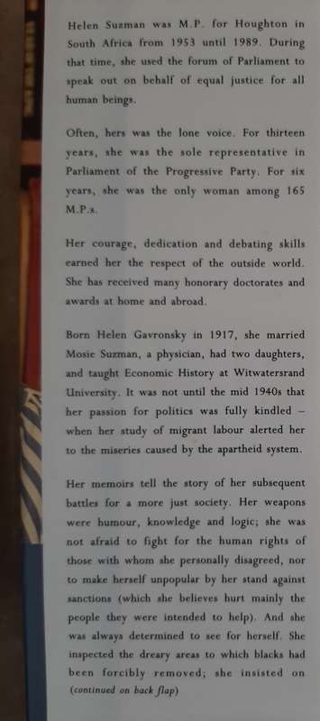 In No Uncertain Terms: Memoirs - Author: Helen Suzman