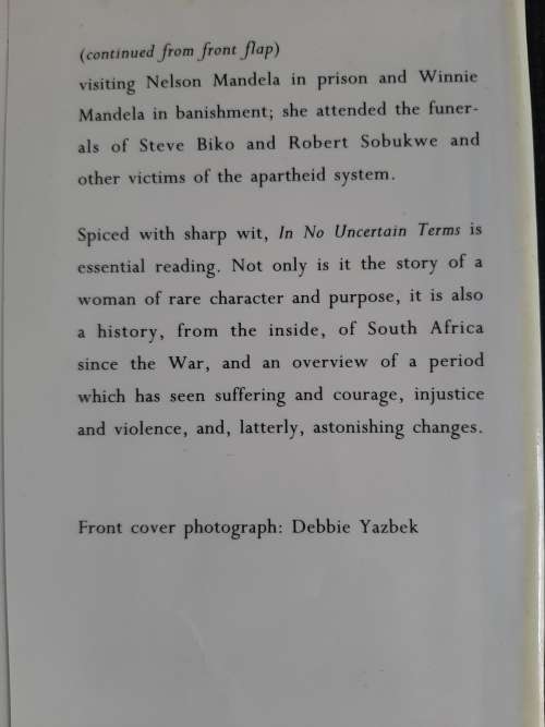 In No Uncertain Terms: Memoirs - Author: Helen Suzman