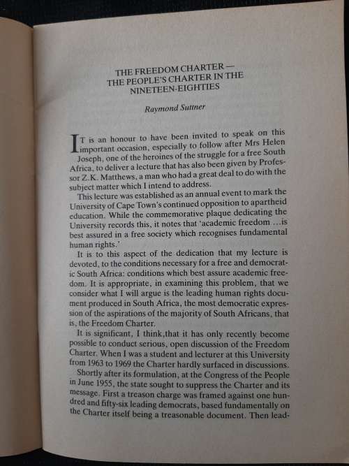 The Freedom Charter-The People`s Charter in 1980`s - Author: Raymond Suttner