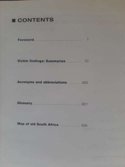 Truth & Reconciliation Commission of South Africa Report, Volume Seven