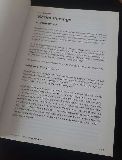 Truth & Reconciliation Commission of South Africa Report, Volume Seven