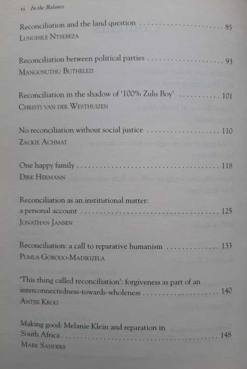 In the Balance: South Africans debate reconciliation - Edited: Fanie du Toit & Erik Doxtader