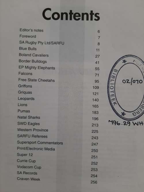 Who`s who of South African Rugby 2002 By Editor Chris Schoeman