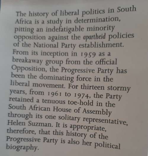 A Cricket in the Thorn Tree: Helen Suzman & the Progressive Party By Joanna Strangwayes-Booth
