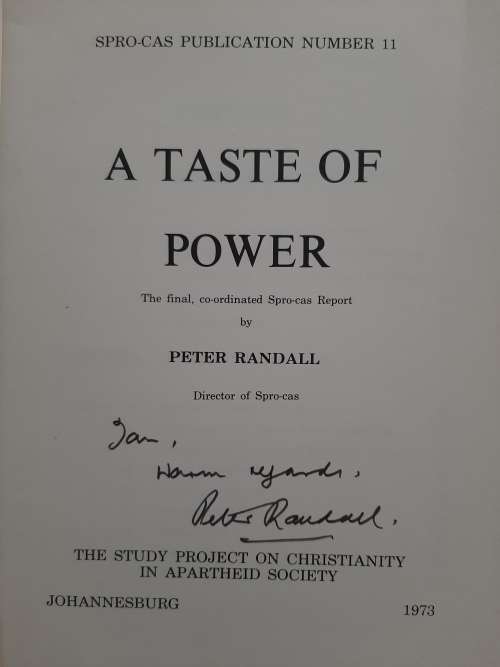 A Taste of Power By Peter Randall