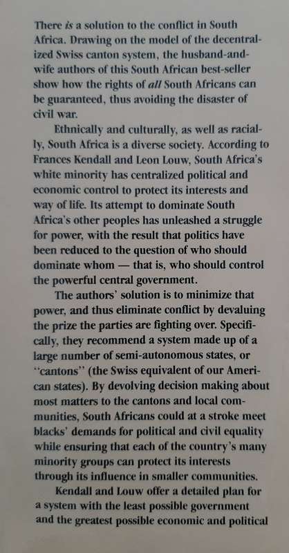 After Aaprtheid: The Solution for South Africa By Frances Kendall & Leon Louw