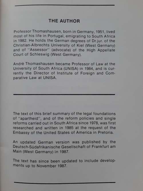 The Dismantling of Apartheid:The Balance of Reforms 1978-1988 By André E.A.M. Thomashausen