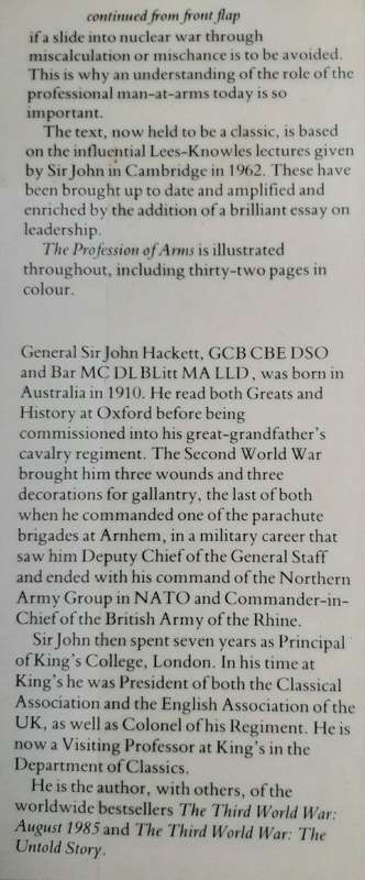 The Profession of Arms By General Sir John Hackett