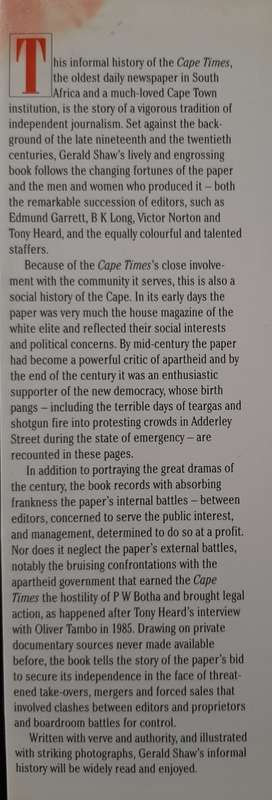 The Cape Times: An Informal History By Gerald Shaw