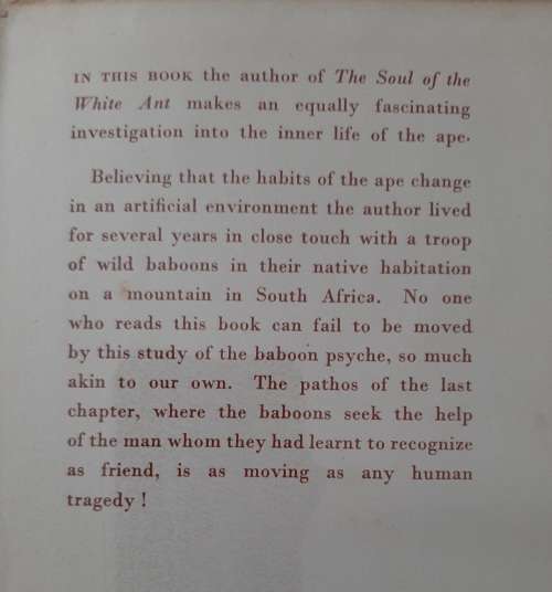 My Friends the Baboons By Eugène N. Marais