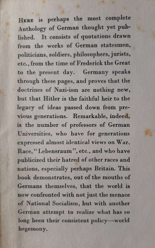 Thus Spake Germany Edited by W.W. Coole & M.F. Potter