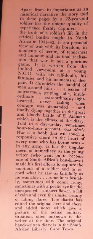 One Man`s War By James Ambrose Brown