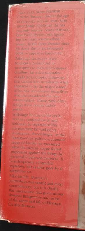 Uncollected Essays By Herman Charles Bosman Compiled by Valerie Rosenberg