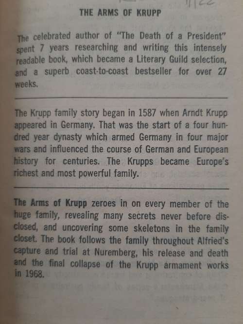 The Arms of Krupp 1587-1968 By William Manchester