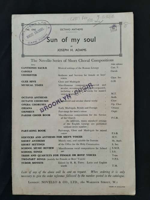 Octaco Anthems: Sun of my Soul By Joseph H. Adams