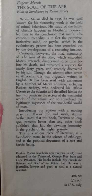 The Soul of The Ape by Eugéne Marais with Introduction by Robert Ardrey