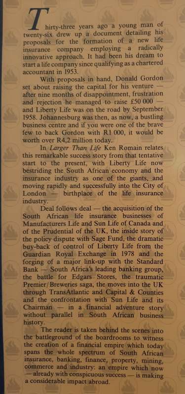 Larger than Life: Don Gordon & Liberty Life Story By Ken Romain