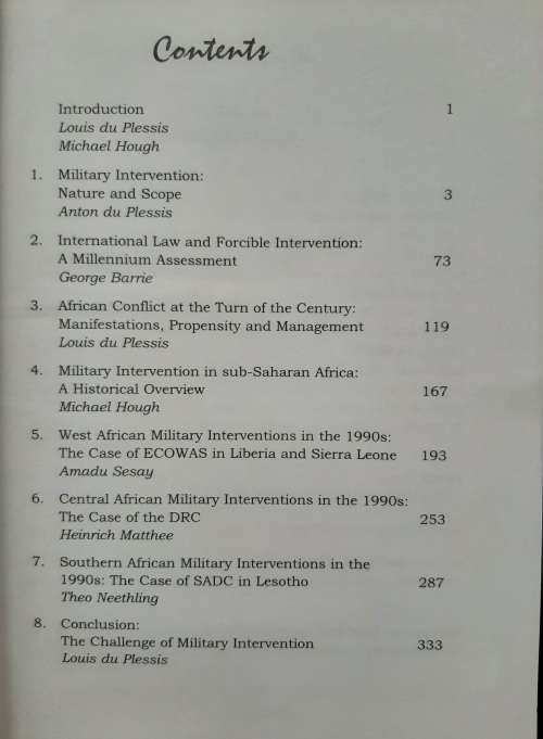 Managing African Conflicts:The Challenge of Military Intervention By Editors L.du Plessis & M.Hough
