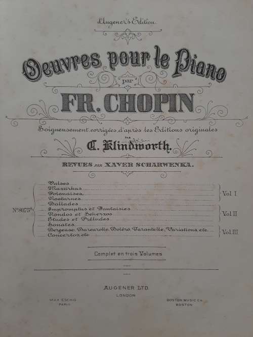 Qeuvres pour le Piano (Works for the Piano) Vol. III By Fr. Chopin