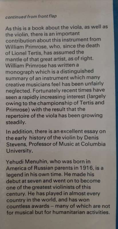 Yehudi Menuhin Music Guides~Violin & Viola By Yehudi Menuhin & William Primrose