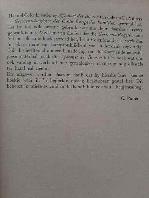 De Afkomst Der Boeren By Dr. H.T. Colenbrander