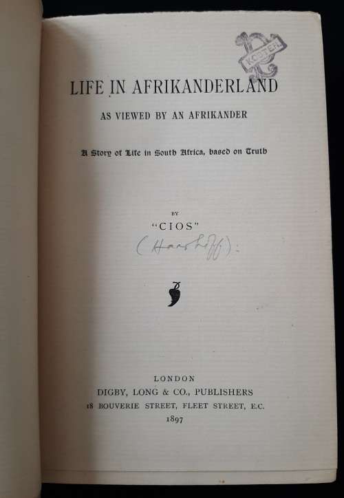 Life in Afrikanderland as Viewed by an Afrikander By `CIOS`