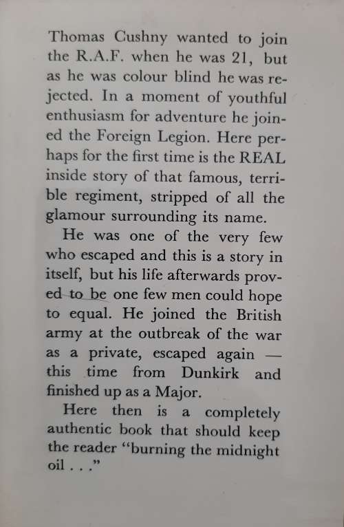 Legionnaire No. 31022 By Major Tom Cushny