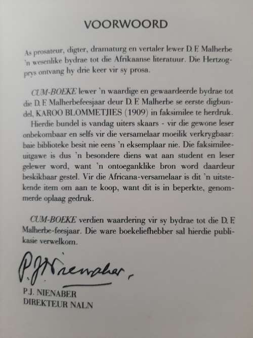 Karroo Blommetjies: Afrikaanse Gedigte by Dr. D.F. Malherbe.