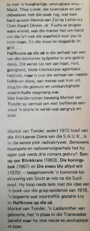 Halfkrone op die oë: `n Verhaal oor die Groot Griep van 1918 by Morkel van Tonder