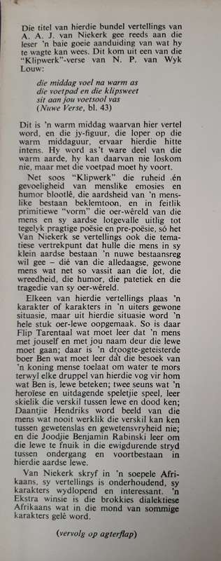 Die Klipsweet sit aan my Voetsool vas by A.A.J. van Niekerk