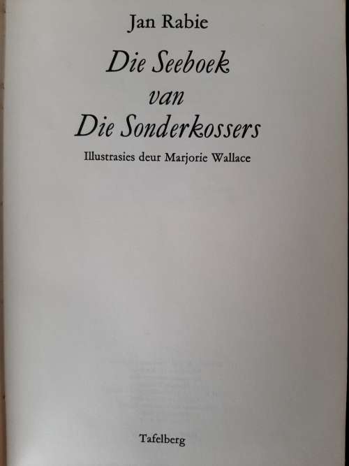 Die Seeboek van die Sonderkossers by Jan Rabie