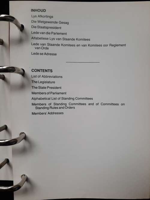 Parlementêre Biografiese Handeleiding/Parliamentary Biographical Manual 1986