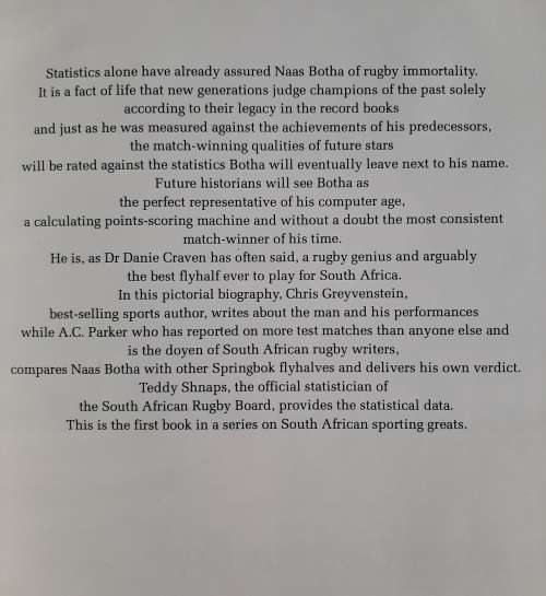 Naas Botha Rugby`s Golden Boy by Chris Greyvenstein