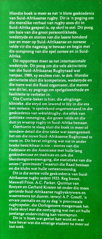 Rugby in Suid-Afrika: `N Geskiedenis 1861-1988 by Paul Dobson