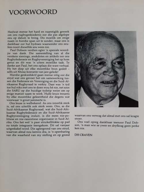 Rugby in Suid-Afrika: `N Geskiedenis 1861-1988 by Paul Dobson