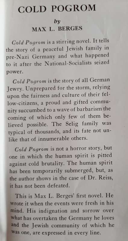 Cold Pogrom by Max L. Berges Translated from the German by Benjamin R. Epstein