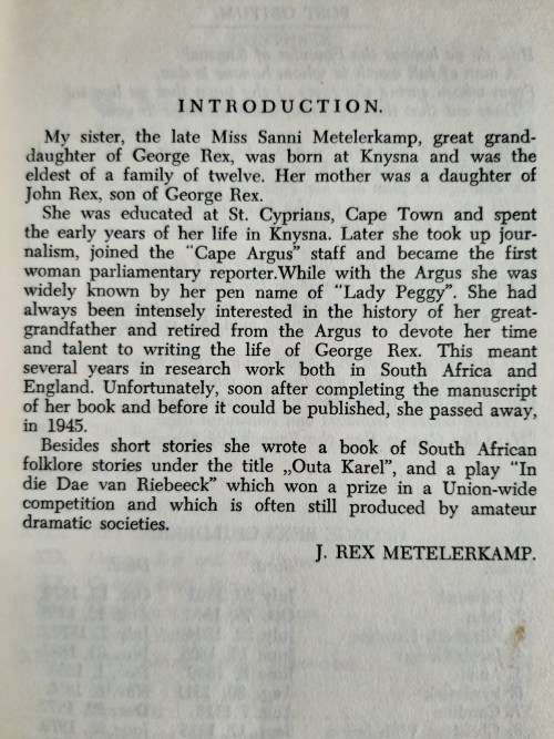 George Rex of Knysna: The Authentic Story by Sanni Metelerkamp